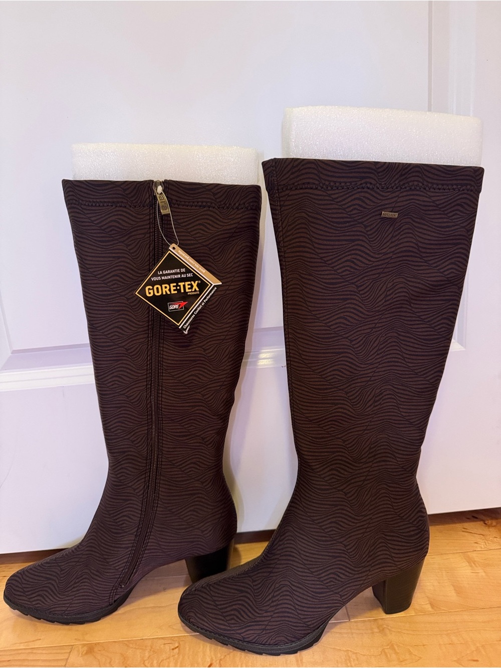 GORE-TEX Ara Tegan Brown Patterned Knee-High Heeled Boots